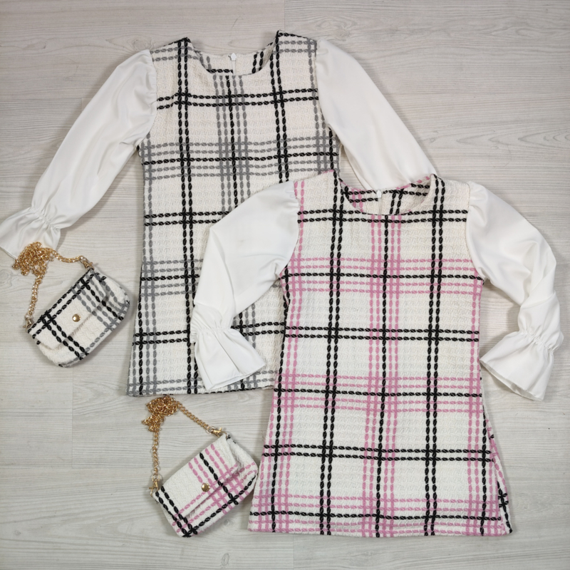 Big blocked blouse dress