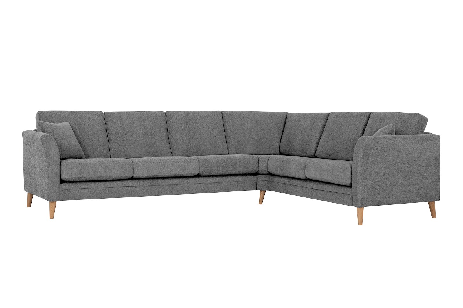 Eden hjørnesofa 32 hjørne i tekstil Thor 3 Grey med ben i eik natur (15137).