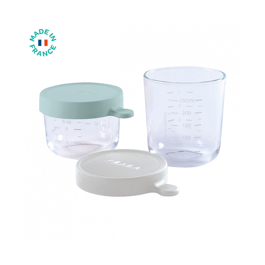 Set de 2 pots de conservation en verre 150/250 ml - Eucalyptus/Light Mist