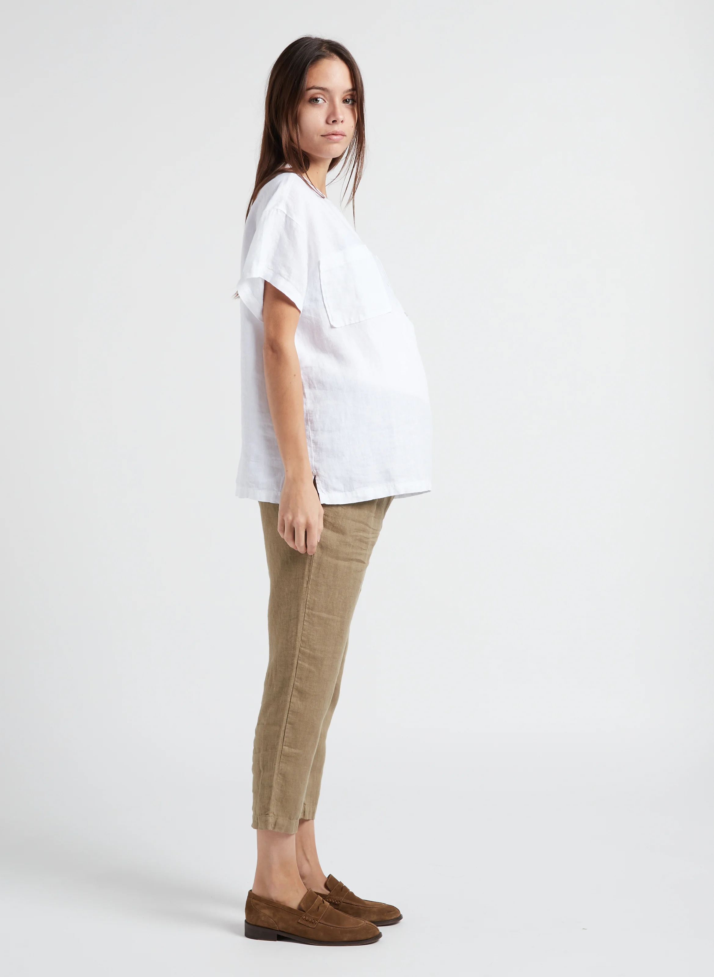 GEORGIA - Chemise de grossesse en lin| Blanc