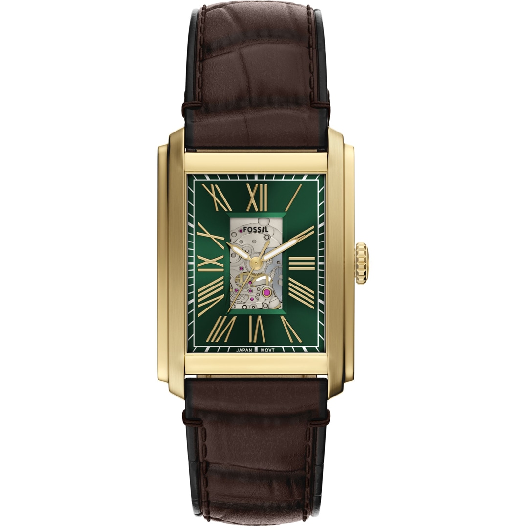 Fossil Carraway Automatik Leder Braun / Goldig & Gün 30mm