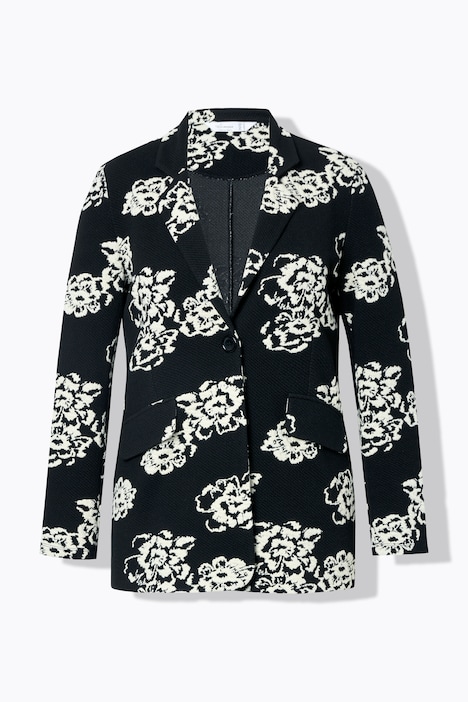 Jersey-Blazer, schmale Form, Jacquard Blumenmuster, Langarm