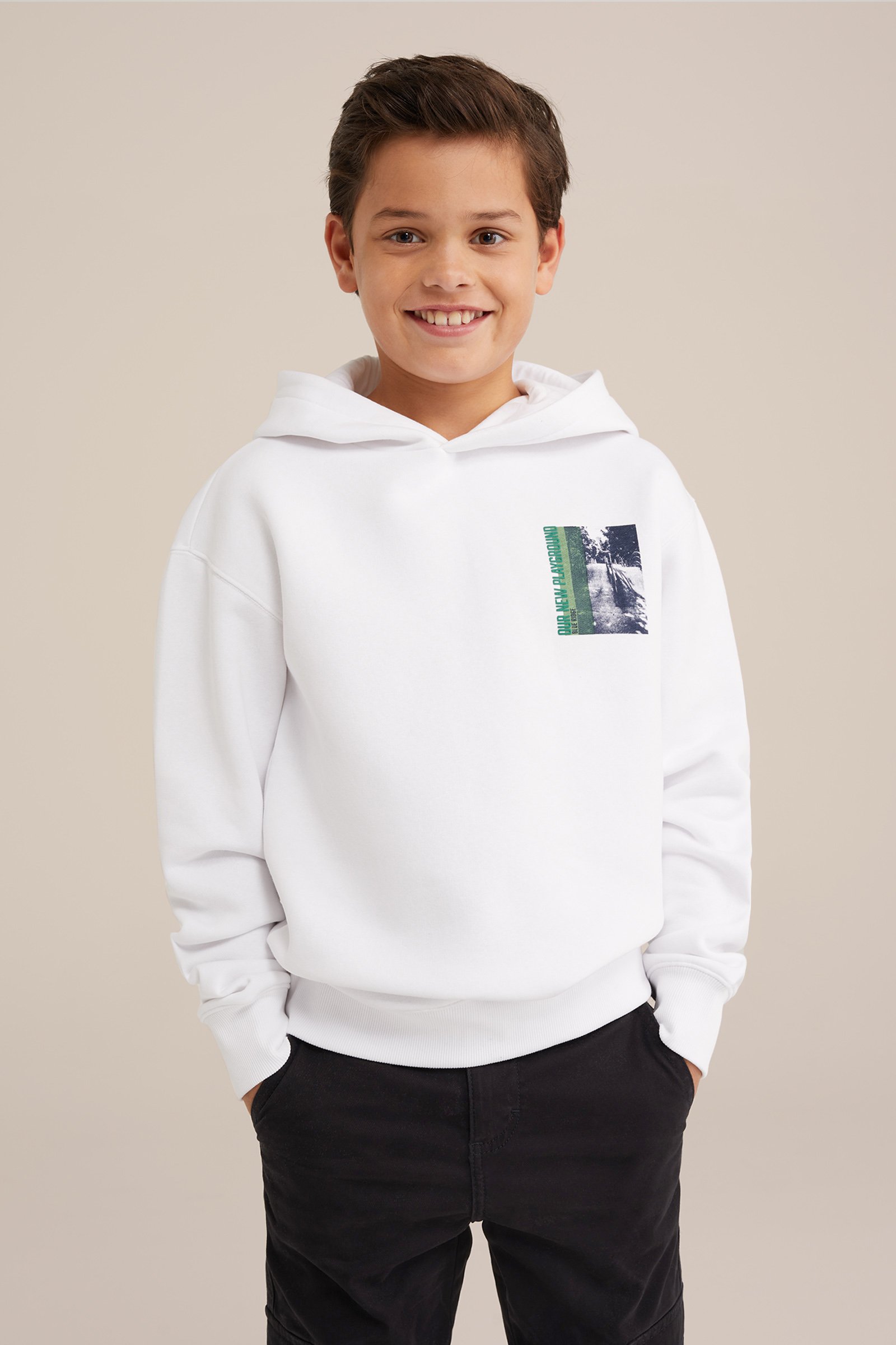 Jongens hoodie met opdruk Blue Ridge Wit