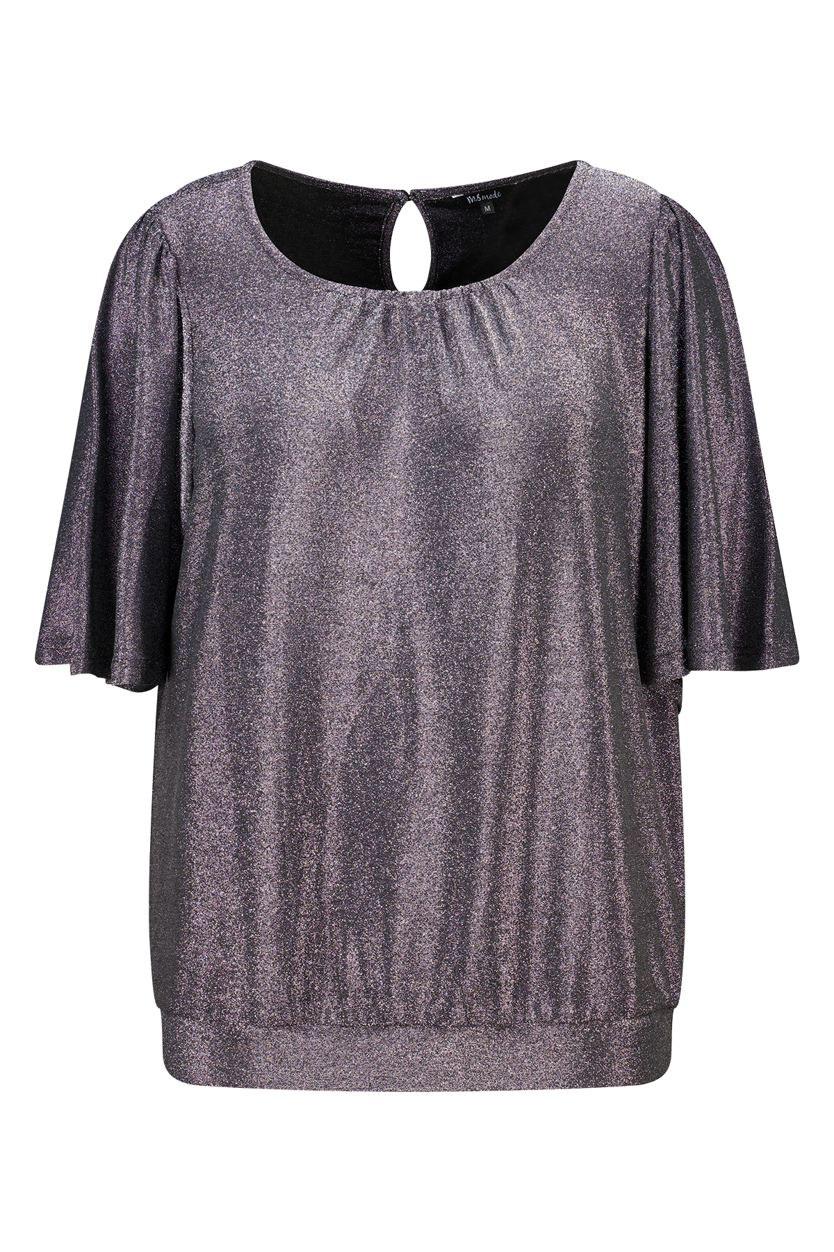 Top met flared mouwen en lurex silver