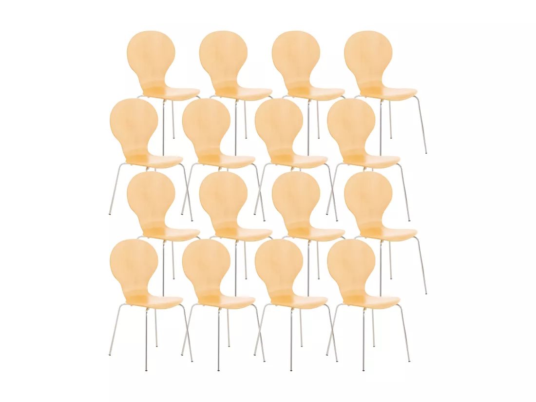 Lot de 16 Chaise de conférence - Bois - Nature - DIEGO