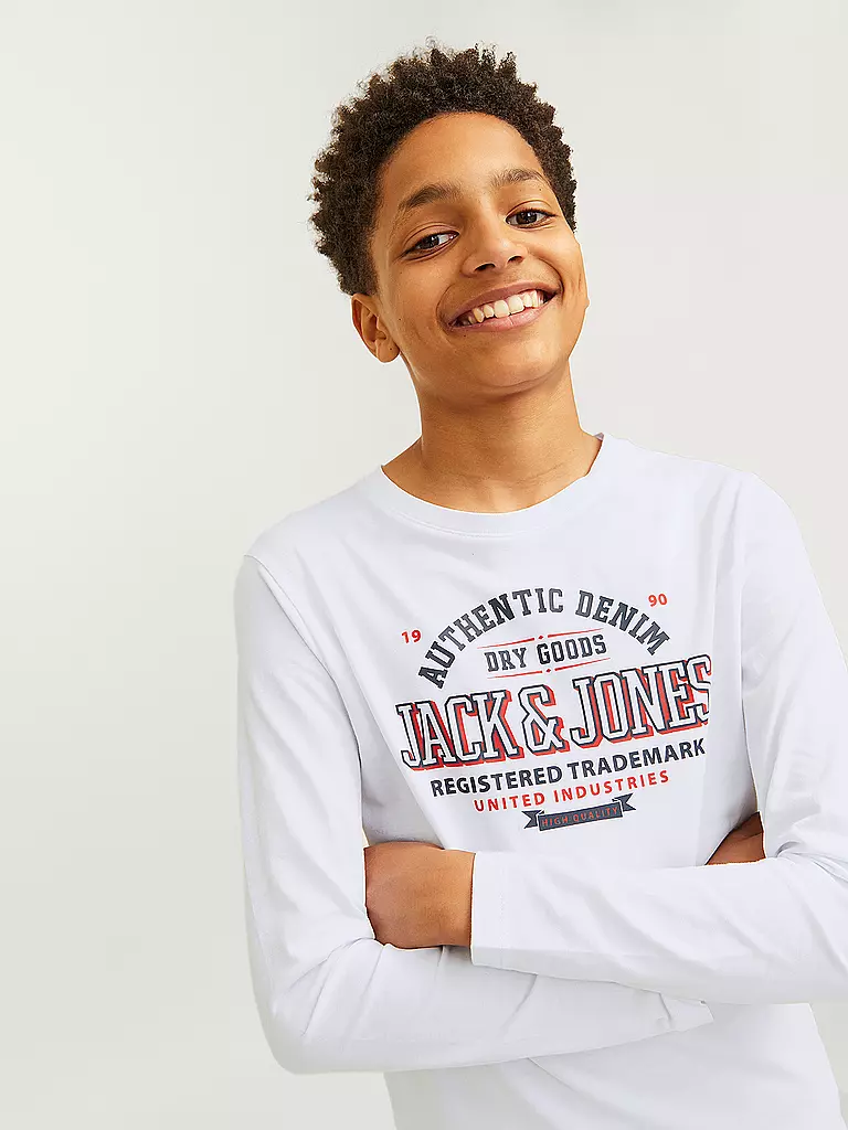 JACK & JONES Jungen Langarmshirt  JJELOGO weiss