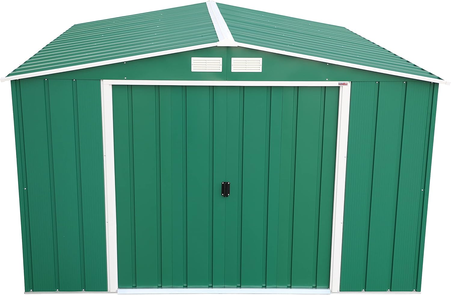 Duramax ECO 10 x 8 (7.28 m²) Abri de Jardin en Métal Galvanisé à Chaud, Abri de Stockage d'Outils, Structure de Toit Renforcée, Abri en Métal Sans Entretien, Vert
