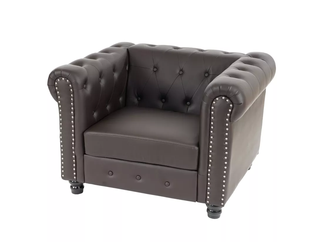 Fauteuil relax Edinburgh Pieds ronds, pieds ronds, brun antique