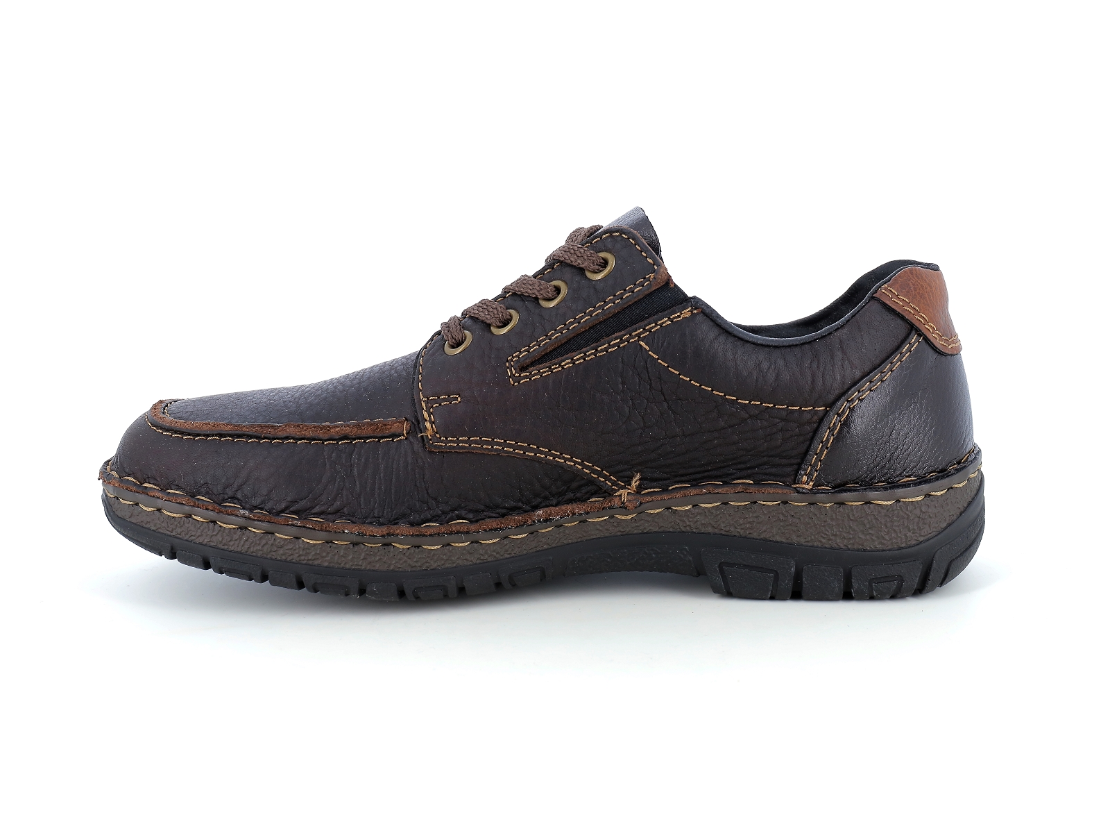 Rieker-05100 Cuir gras Marron Foncé