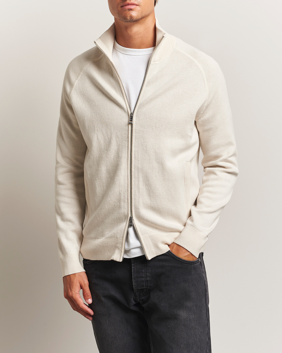 BOSS BLACK Idino Knitted Full Zip Open White