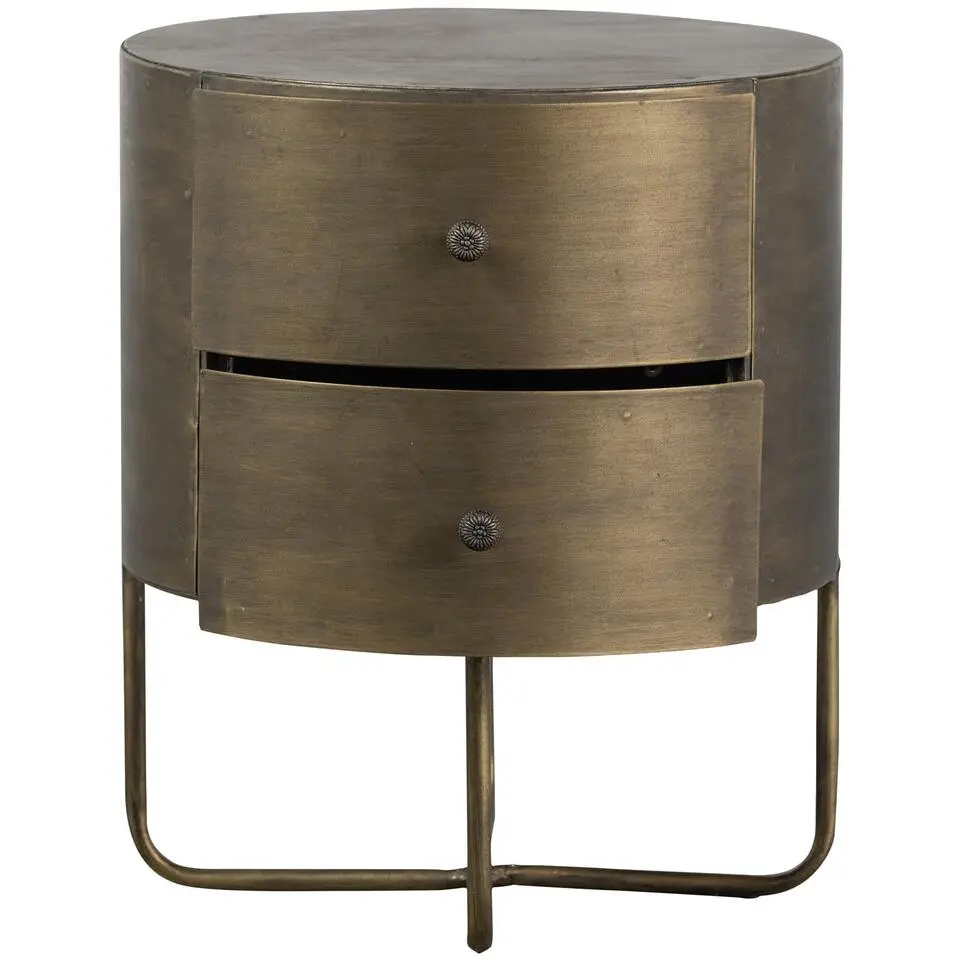WOOOD Glossy Rond Kastje - Metaal - Antique Brass - 48x39x39