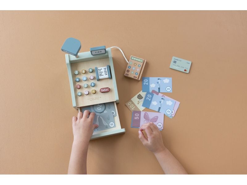 Little Dutch Kaufladen Spielkasse mit Scanner Kasse aus Holz für Kaufmannsläden