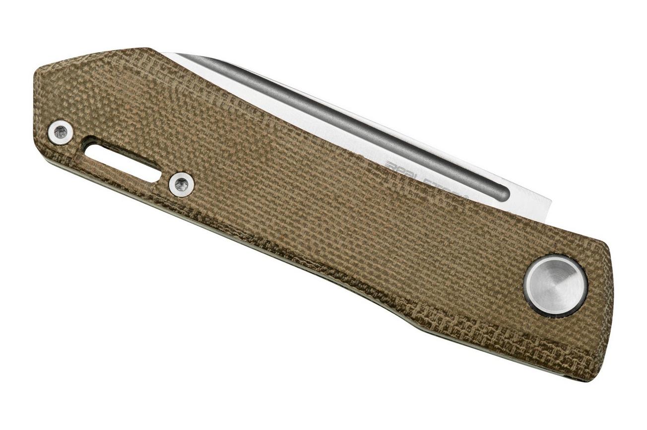 Real Steel Solis 7065GM, N690, Green Micarta Knivesandtools Exclusive zakmes, Poltergeist design