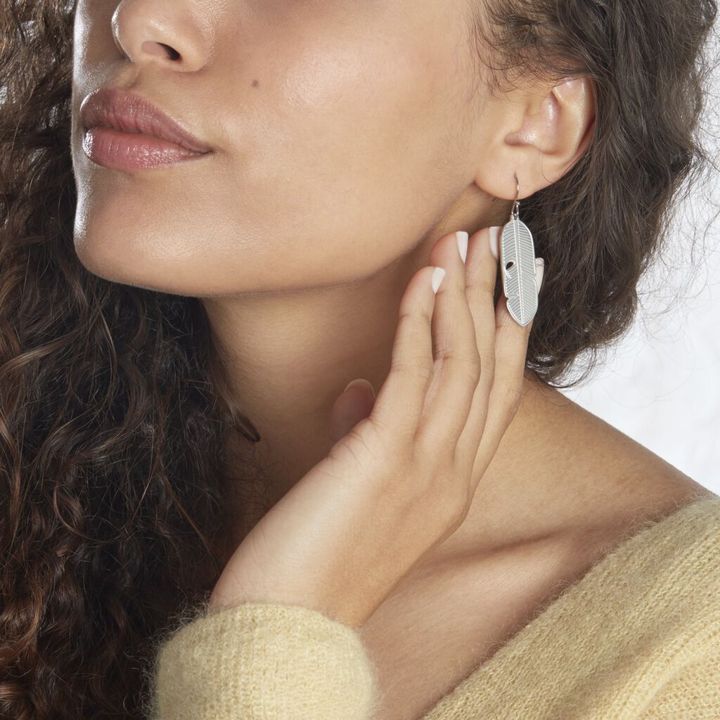 Boucles D'oreilles Pendantes Tia Acier Blanc