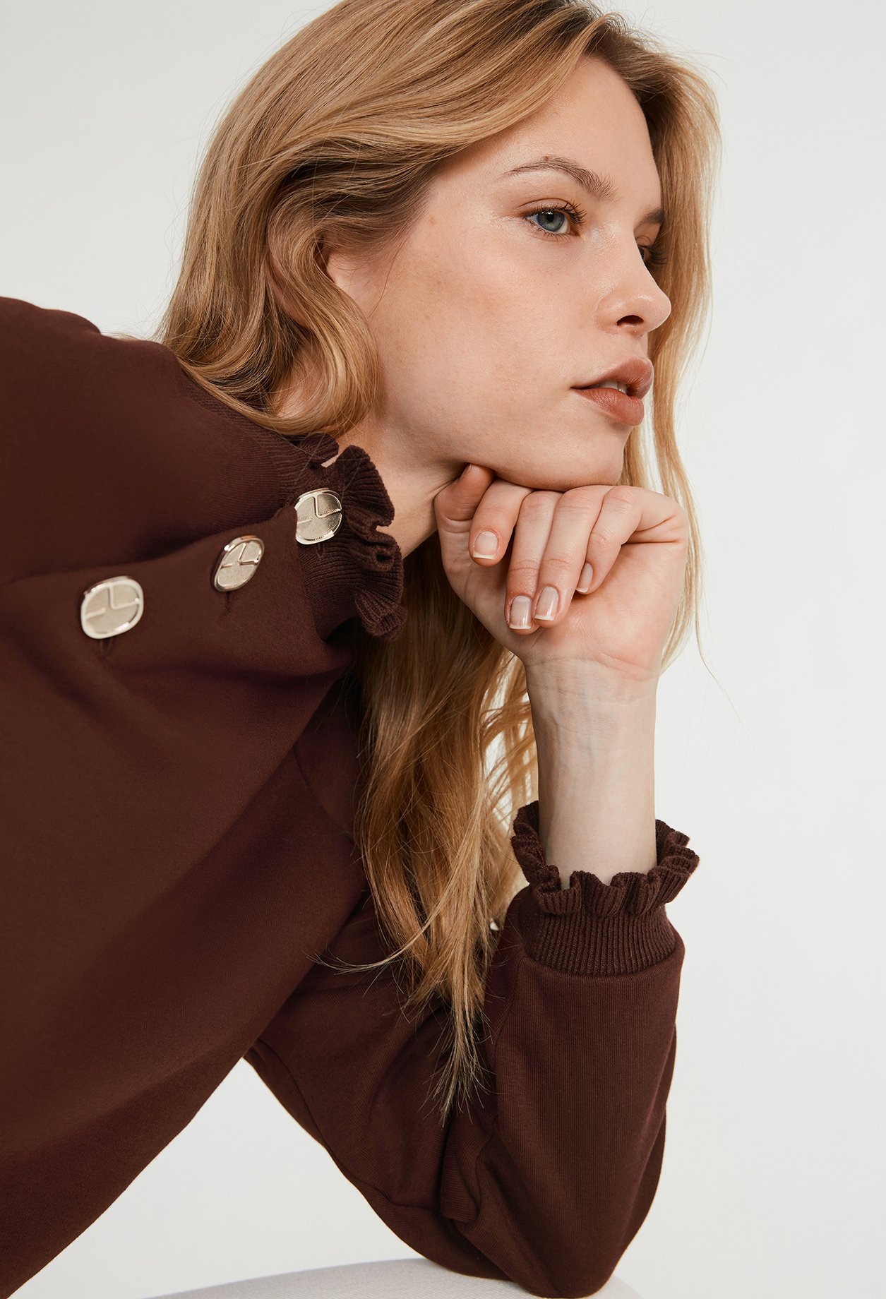 Sweatshirt &agrave; col volante