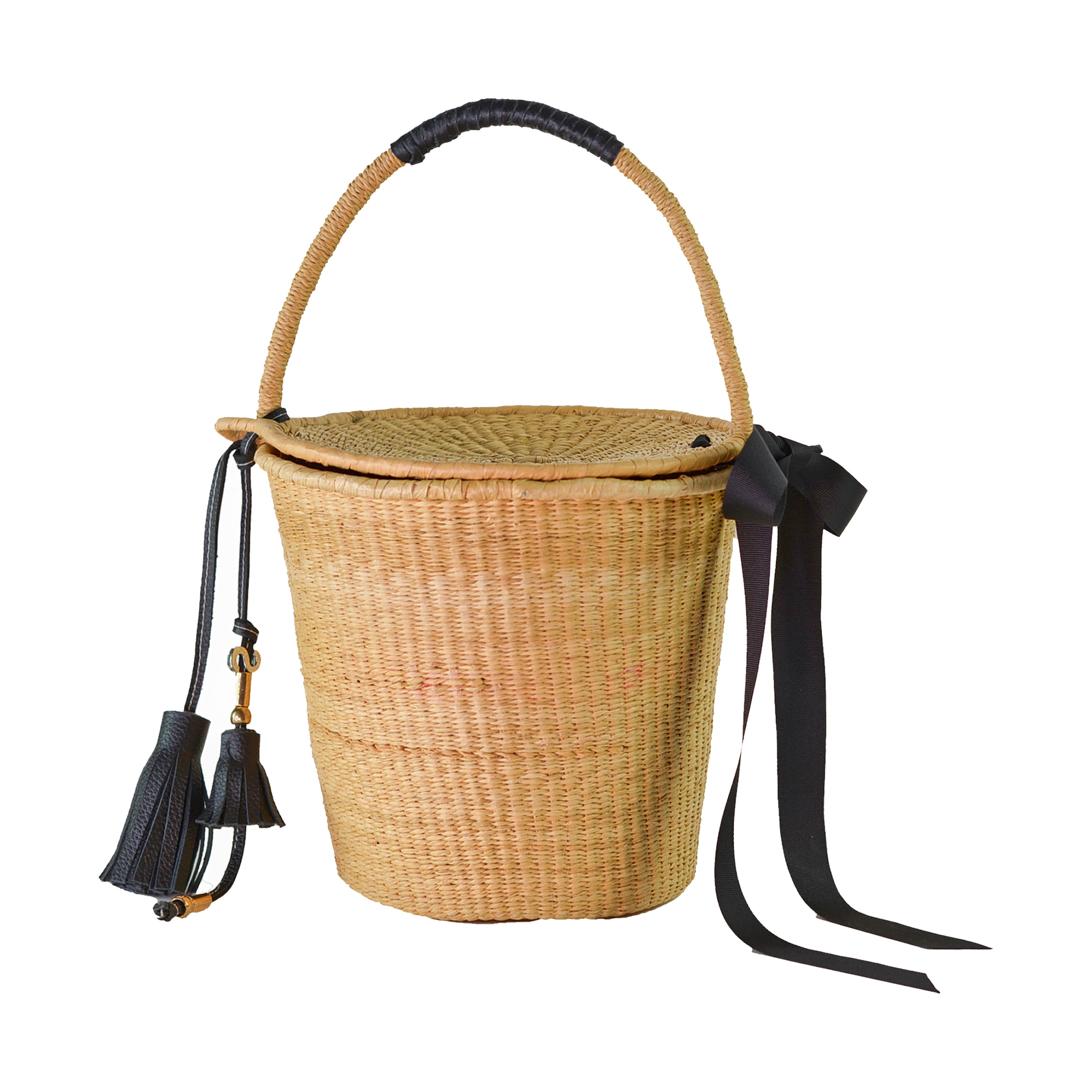 Sac Birkin avec détails en cuir et nœud