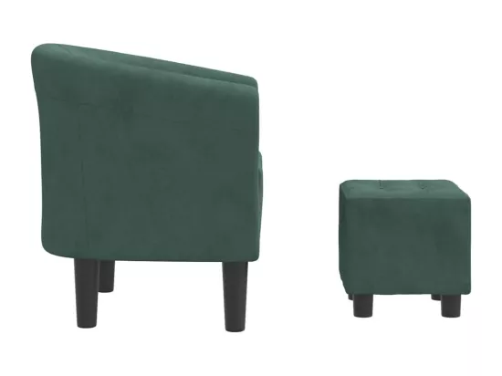 Chaise cabriolet avec repose-pied vert foncé velours