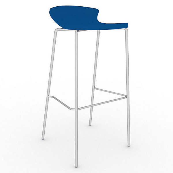 Tabouret haut de restauration Fingal -Assise polypropylène Bleu (Lot de 4)