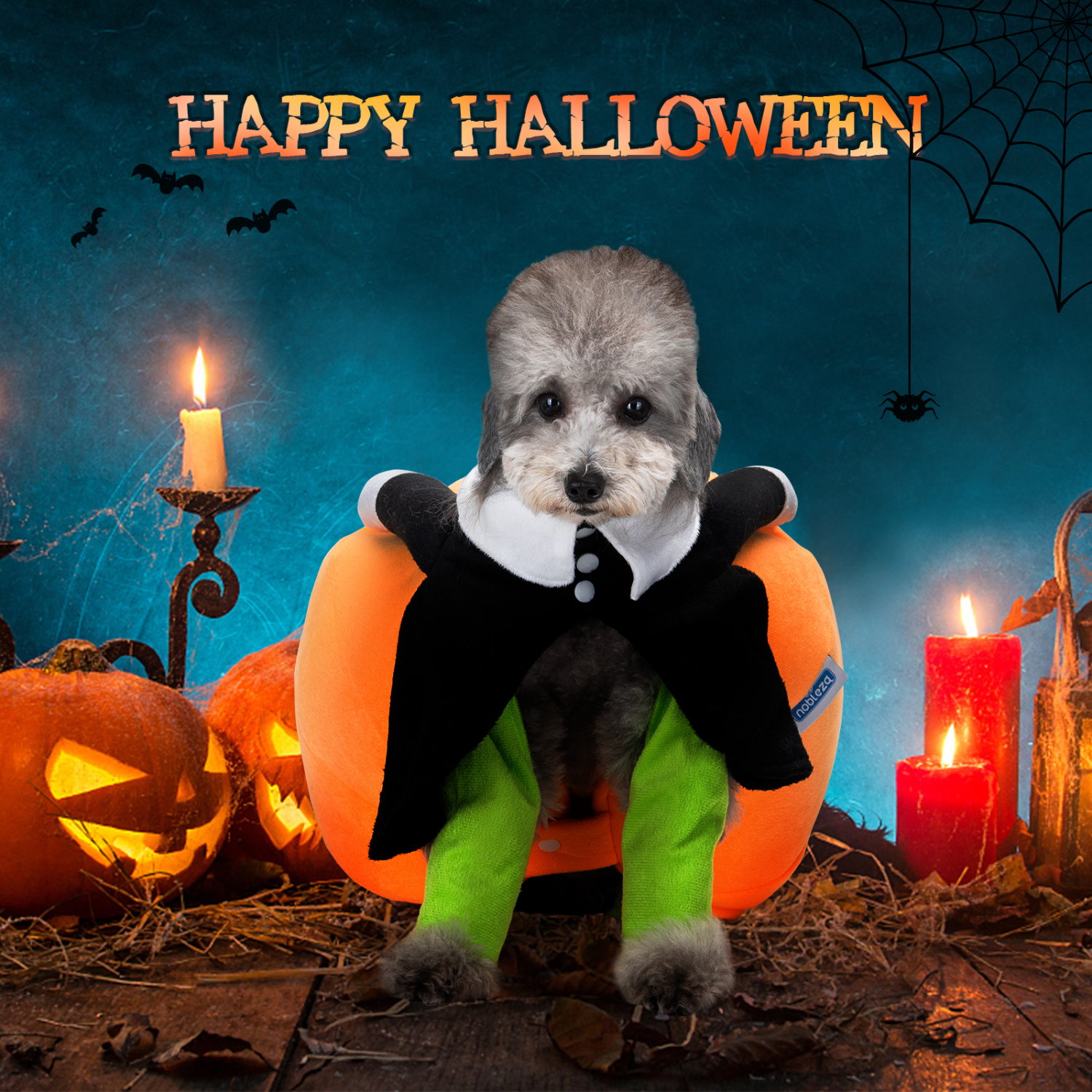 Nobleza - Fantasia de Halloween para Cachorro com Abóbora e Palhaço, Fantasia Divertida para Gato, Fantasia Cosplay Inusitada, Casaco de Inverno Quente (G)