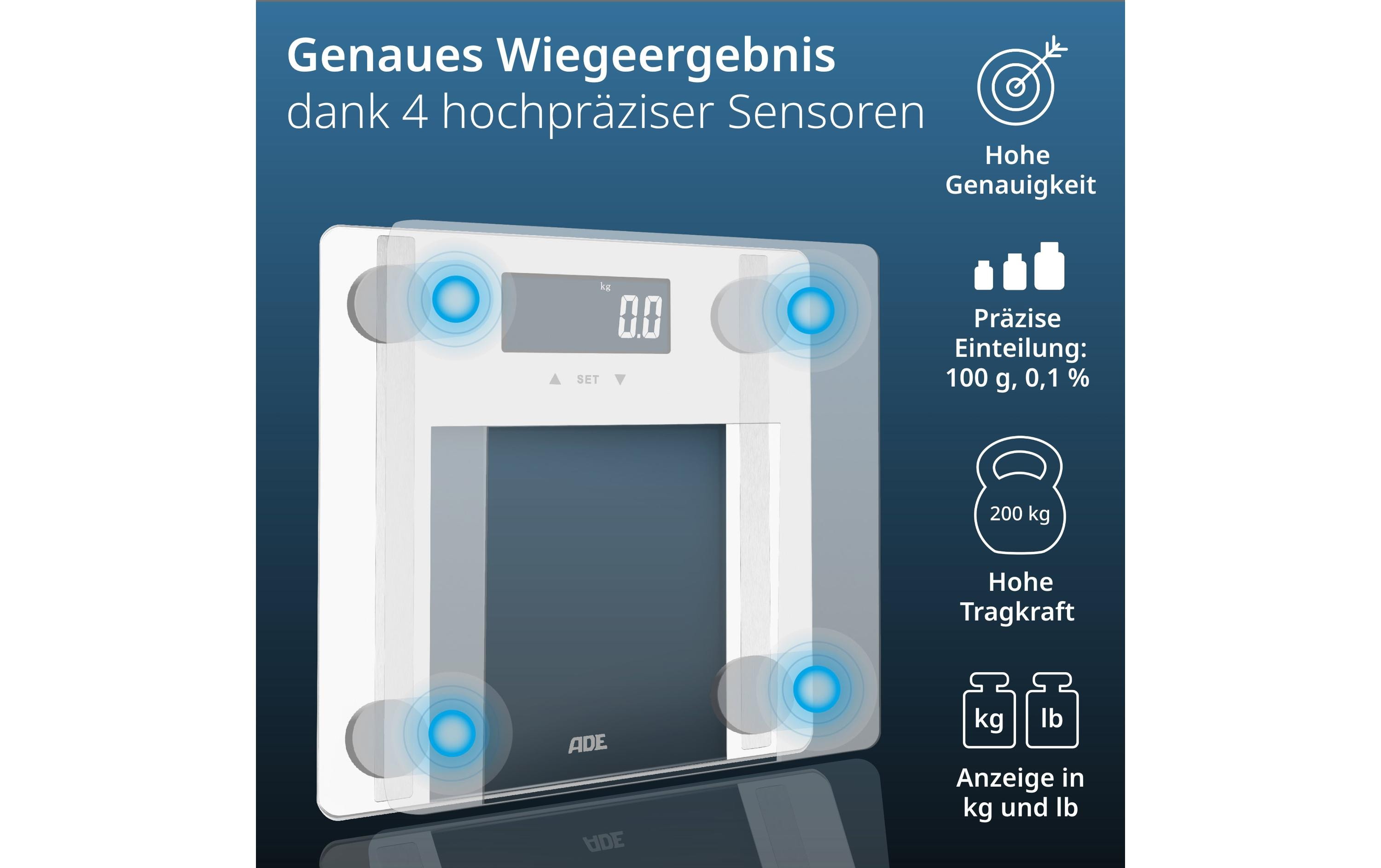 Körperanalysewaage Ines WeissDigitale Körperfettwaage bis 200 kg