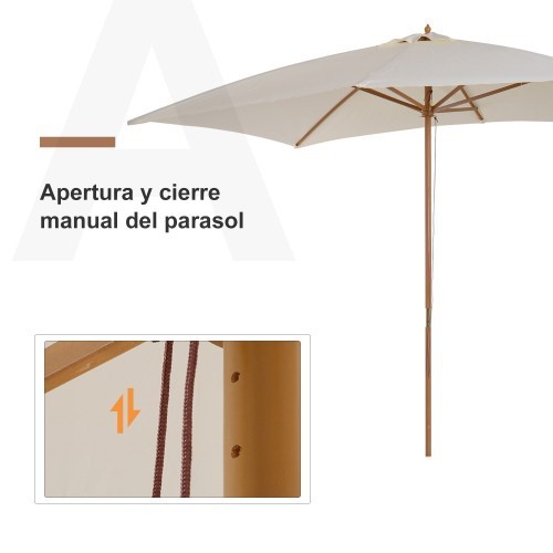 Guarda-sol Outsunny para jardim, cor creme