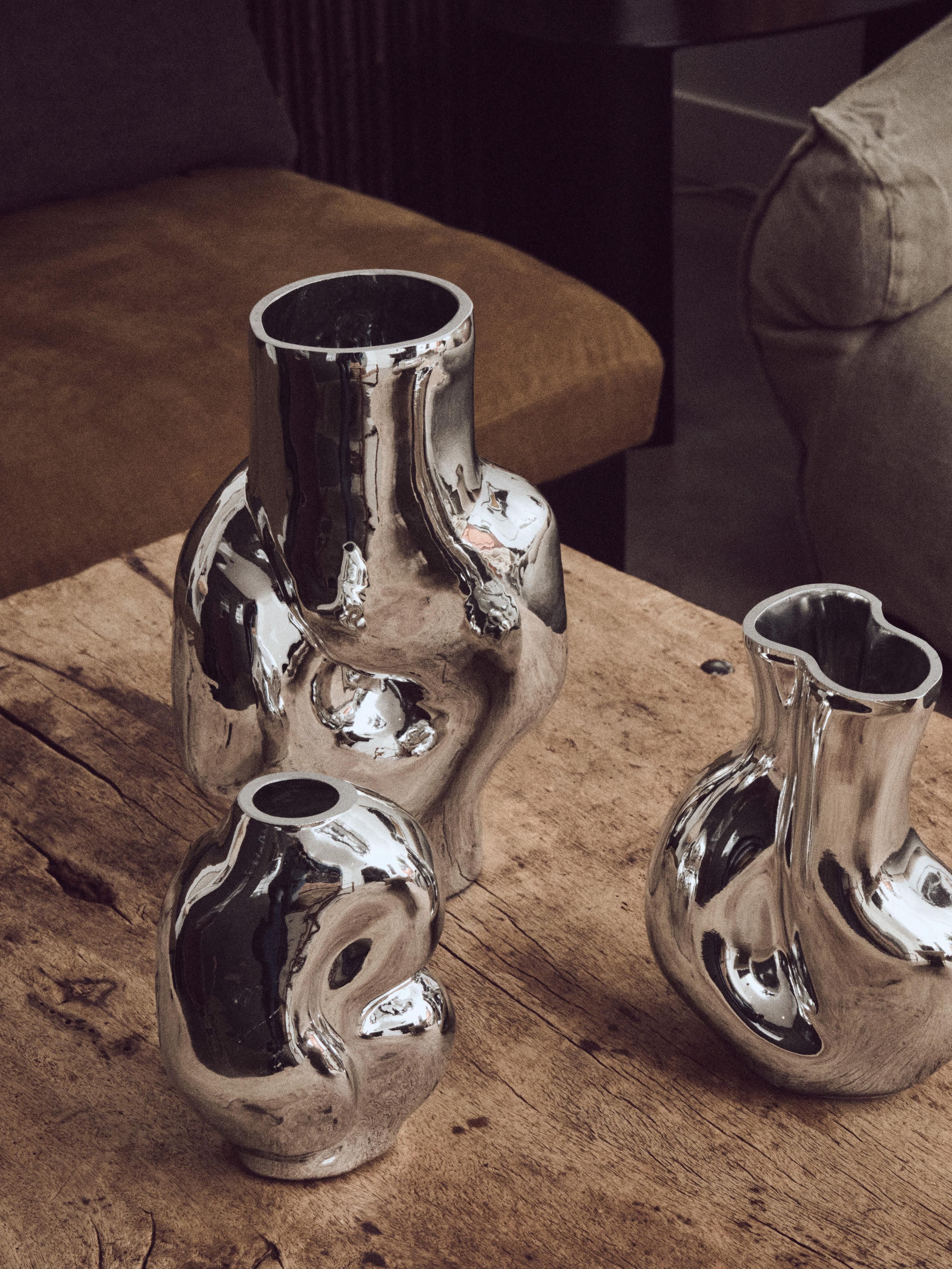 Handgemaakte glazen vaas Gleam, H 22 cm