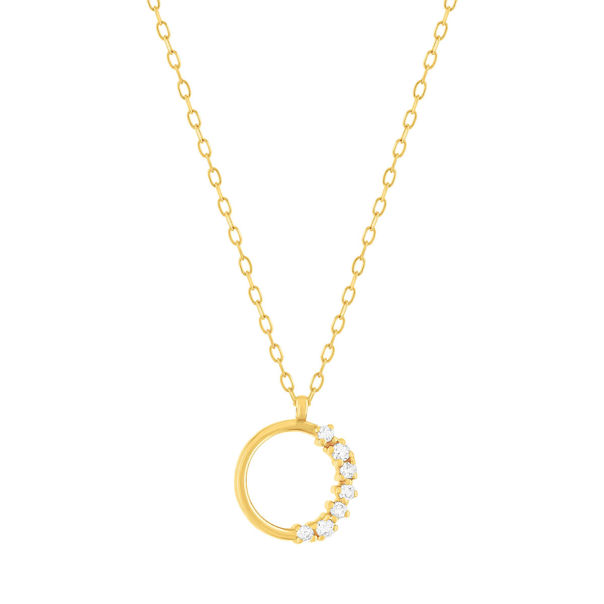 Collier or 375 jaune 7 zirconias 43 cm