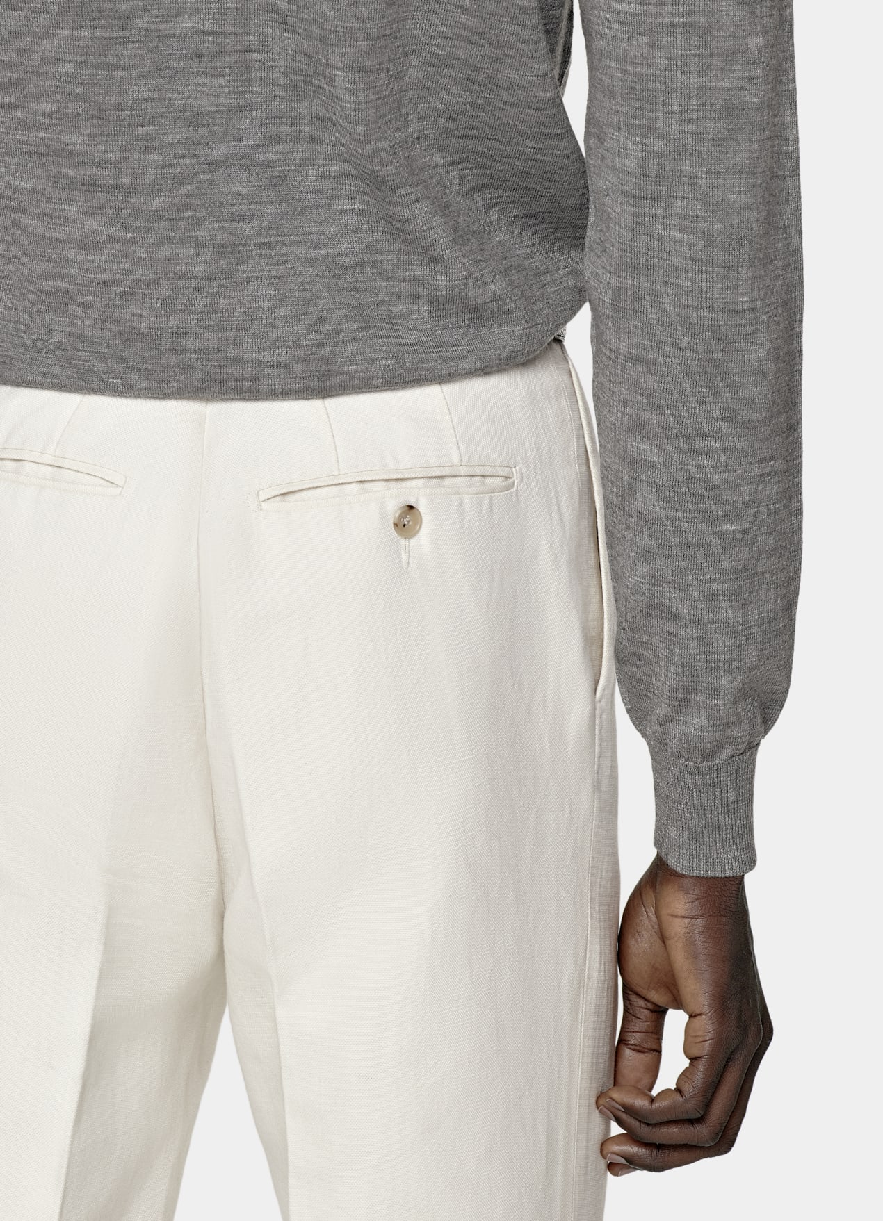 Pull col V Merino gris
