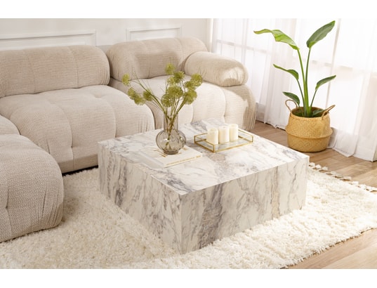 CONCEPT1 - Table basse Prizma marbre Freesia 90 x 90 x h35cm