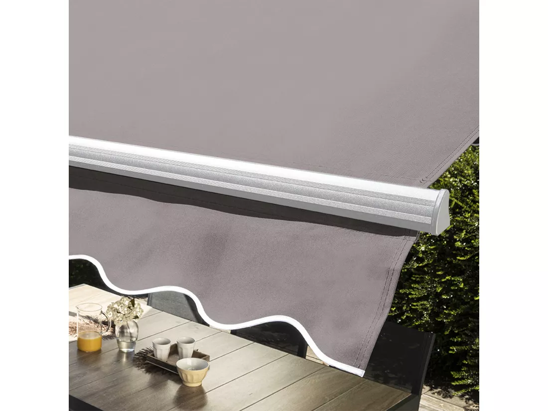 Store double pente 3 x 4m et 4 dalles lestées taupe