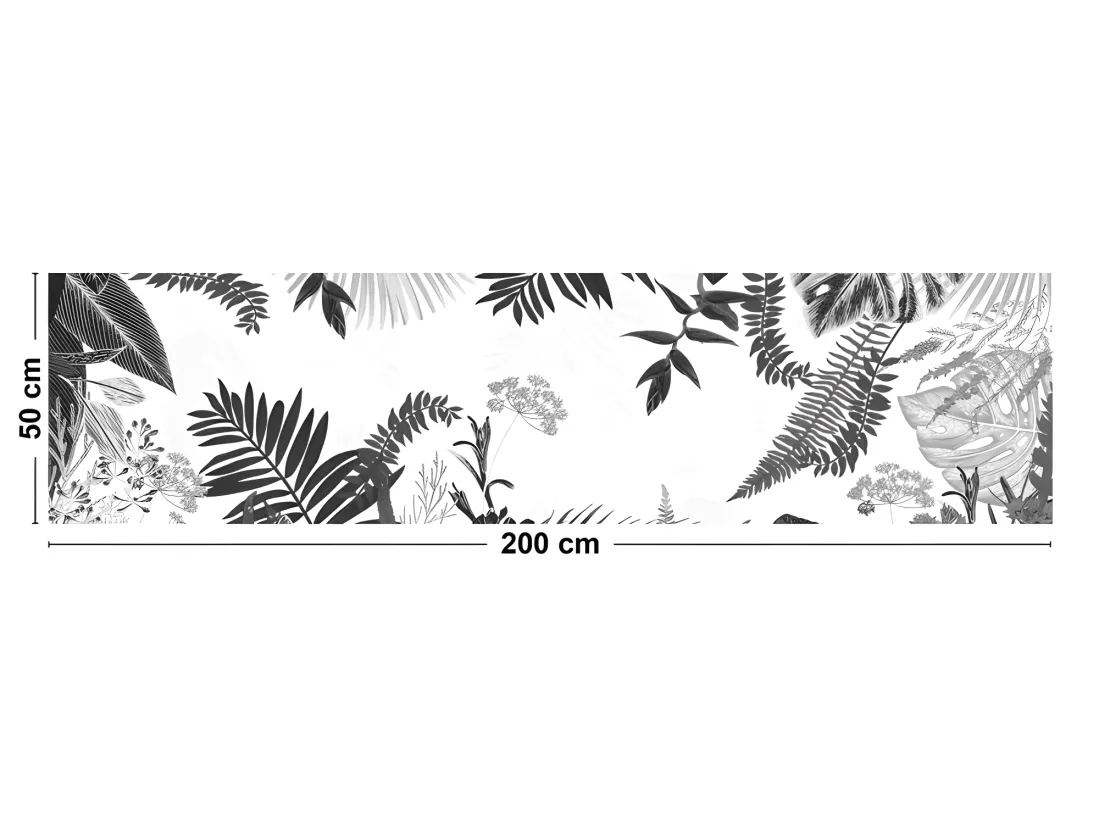 Tapis Vinyle Médium bis l 50xL200cm - Végétal Black & White - Vinyle