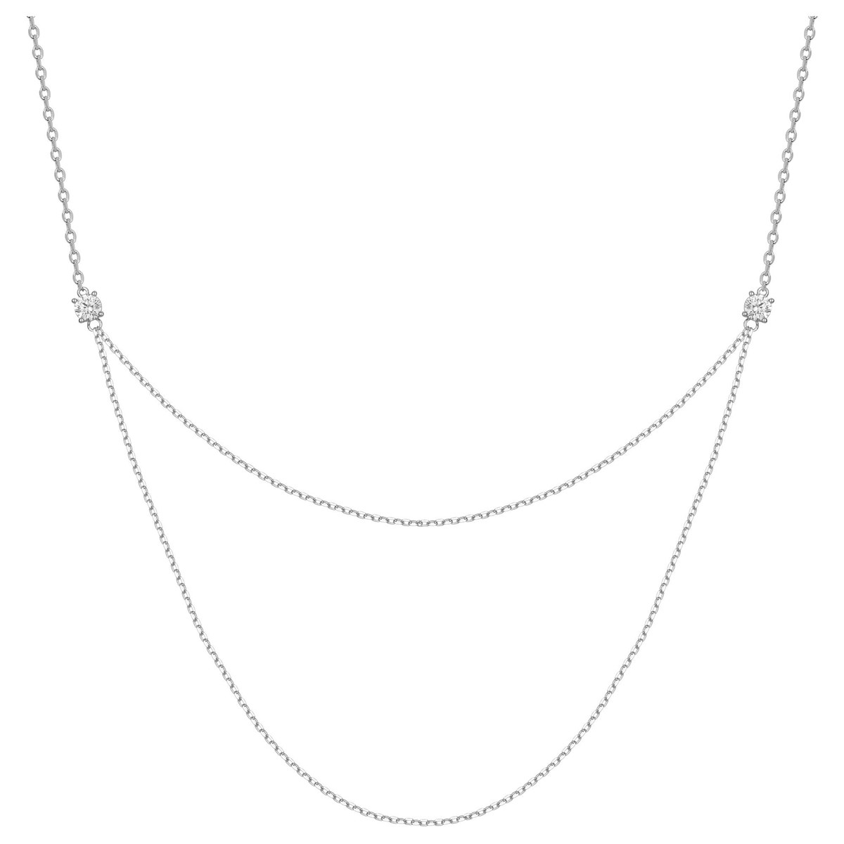 Collier multi-chaînes en Argent avec oxyde de zirconium blanc