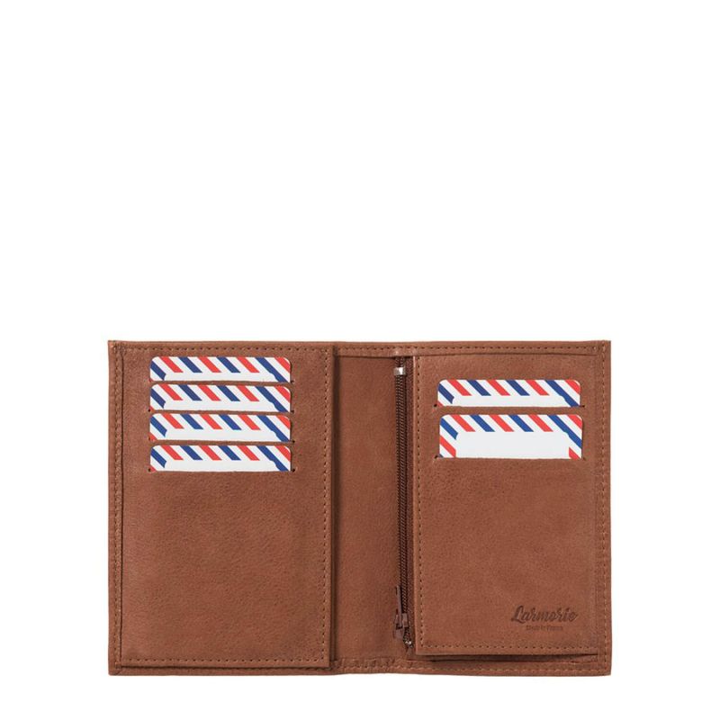 Petit Portefeuille Victor en cuir Nubuck Terre Brunie