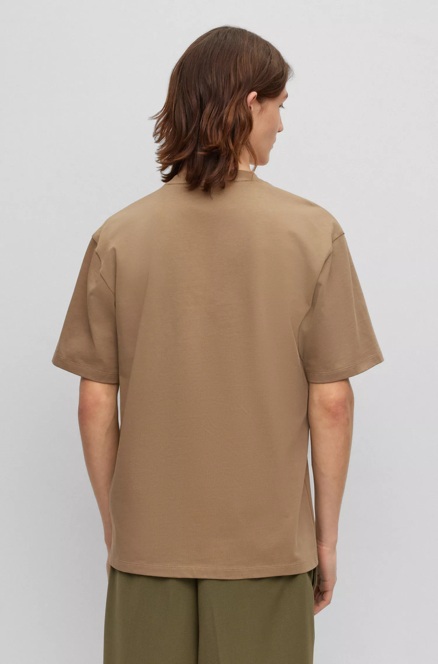 Camiseta HUGO vermelha em malha de algodão com estampa de logo duplo
