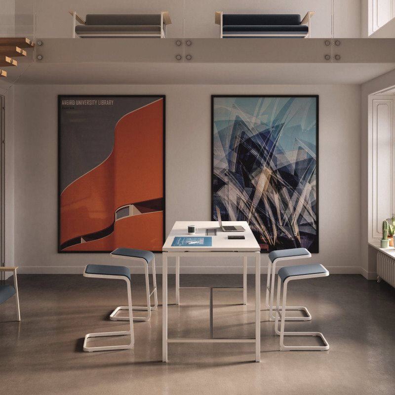 Table haute Boxy H 107 cm piétement métal