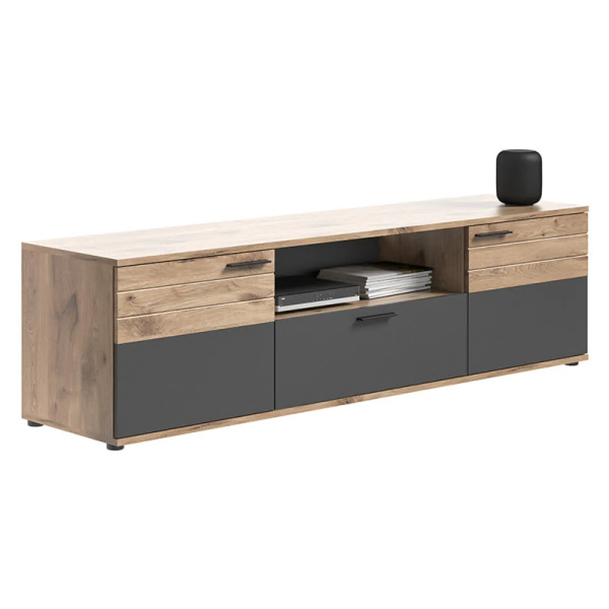 Dansmamaison Meuble TV SOMAN - Gris/Bois