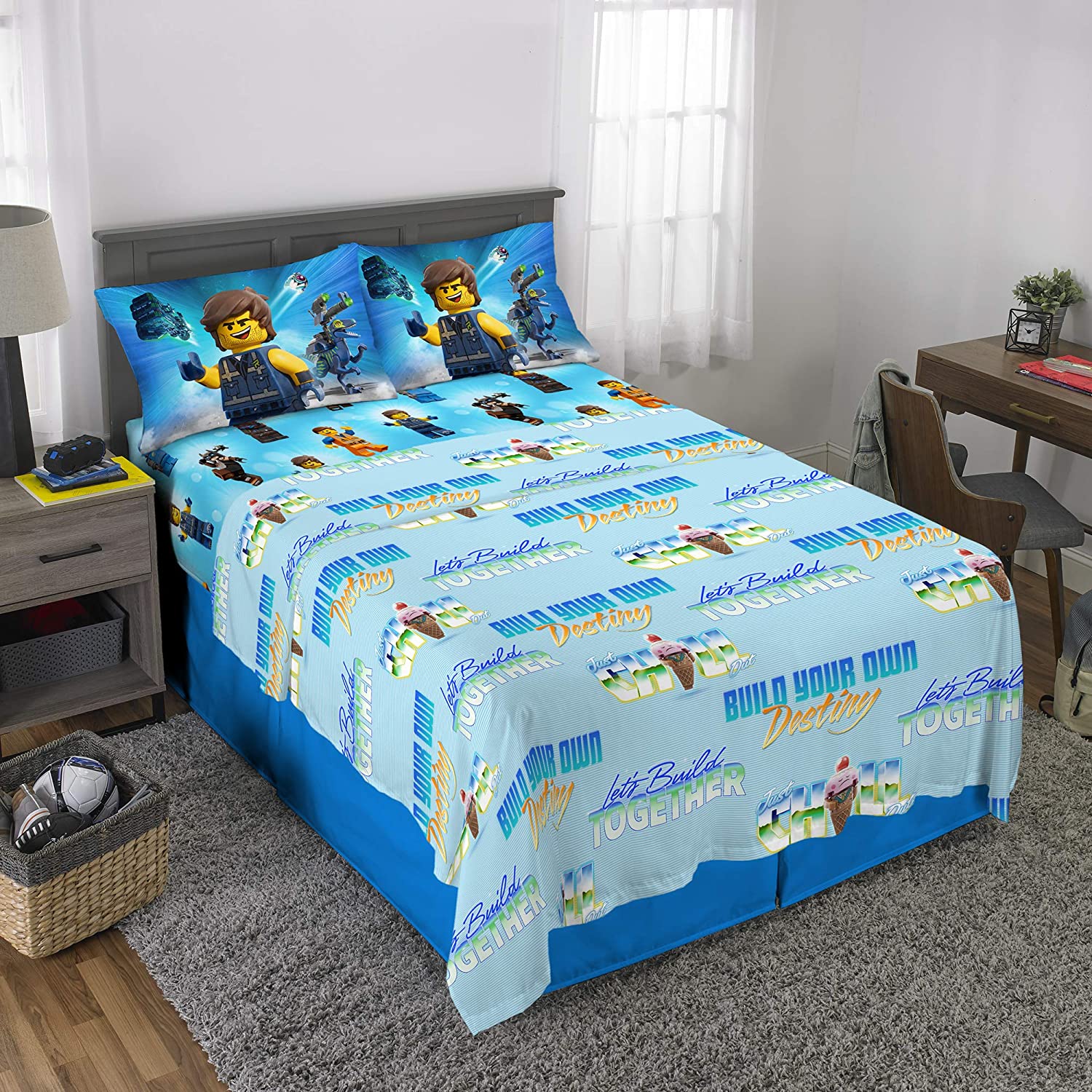 Twin Super Mario 3-Piece Bed Sheet Set.1 Flat Sheet 1 Fitted Sheet 1 Pillow Cases