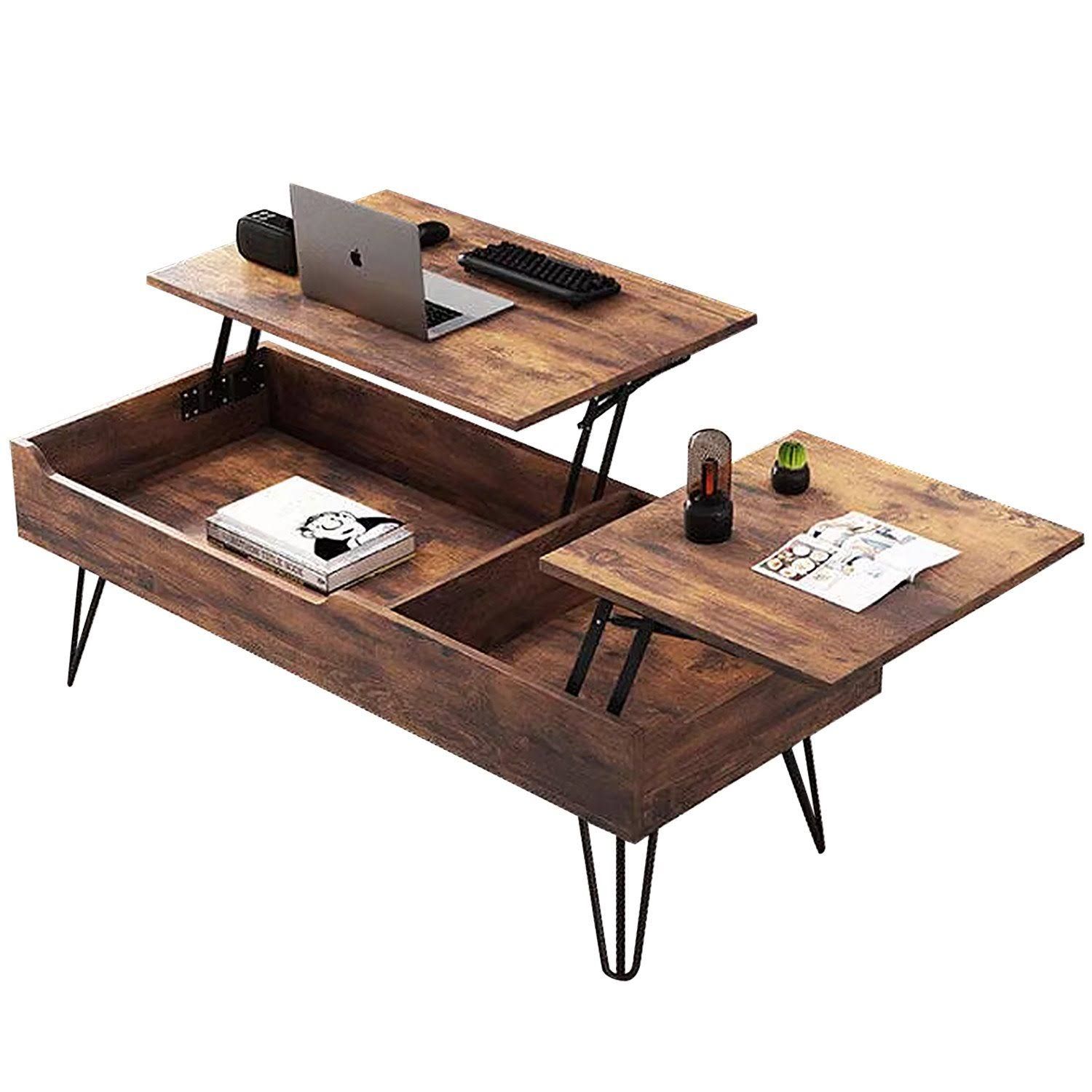 Gunuss Couchtisch höhenverstellbarer Wohnzimmertisch 120 *50*56cm Abla