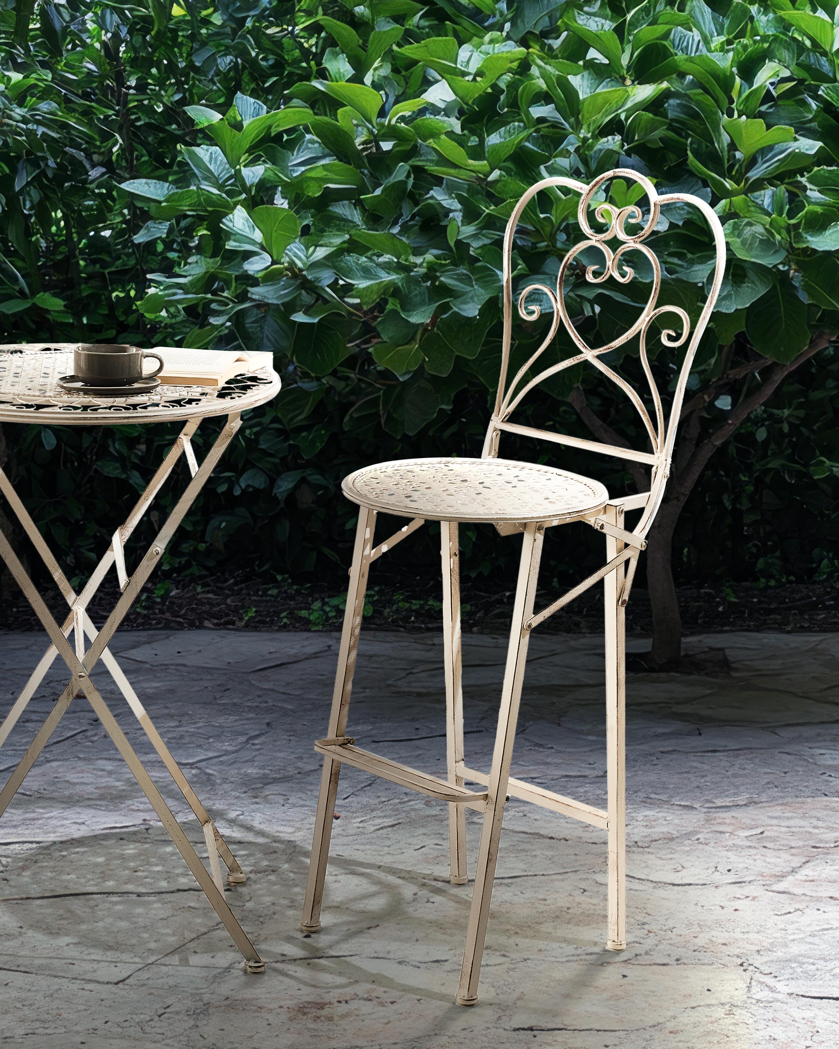 Set van 2 tuinbarkrukken TRIESTE inklapbaar Metaal Lichtbeige