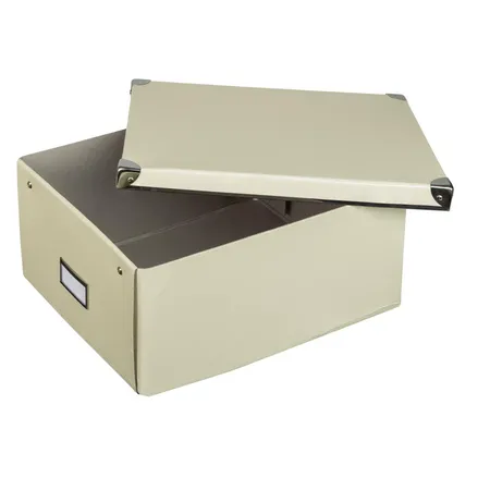 Idena Aufbewahrungsbox mit Deckel, 36 x 28 x 17 cm, aus Pappe, faltbar, creme