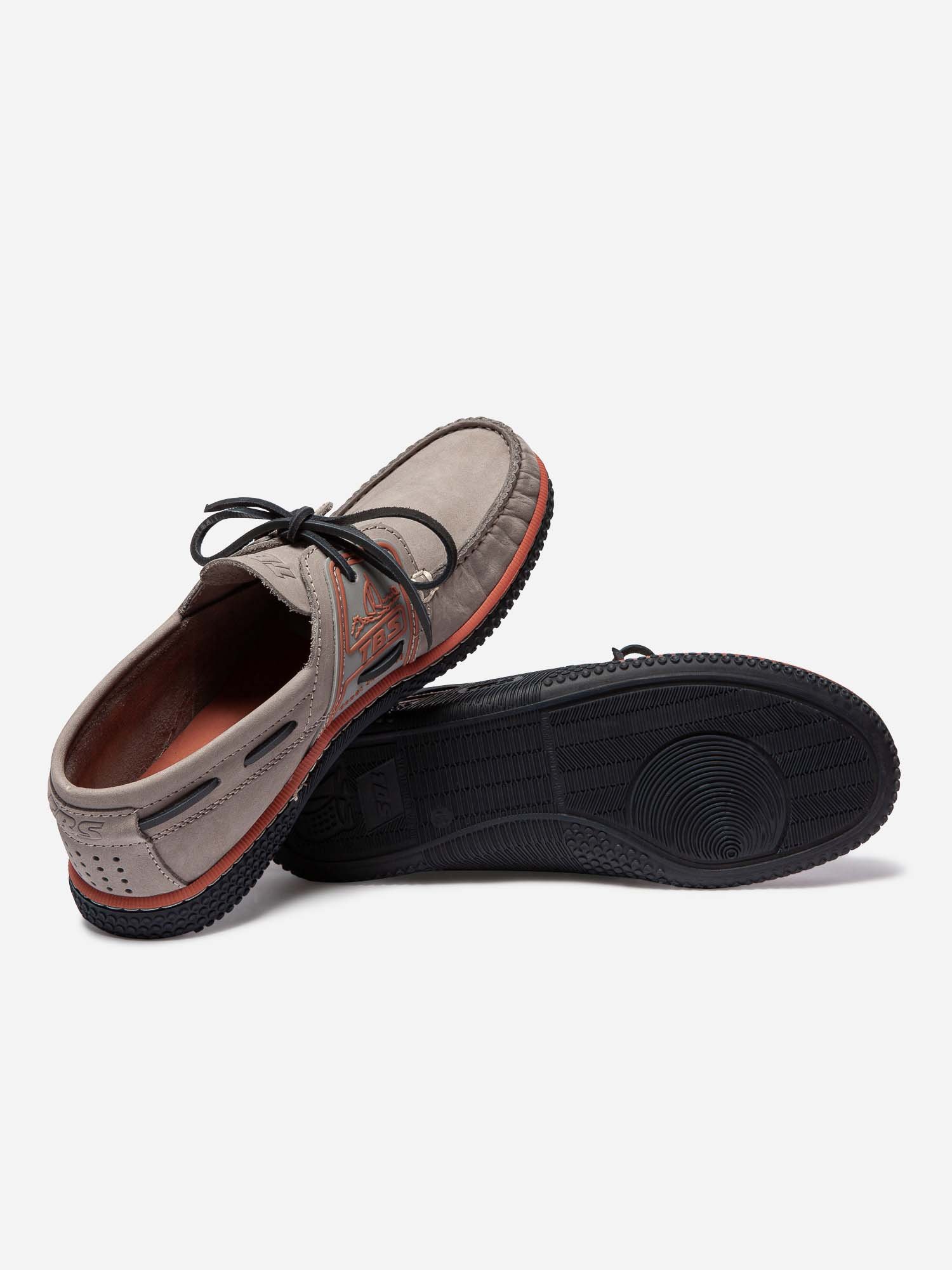Chaussures Bateau Homme Cuir Beige et Orange