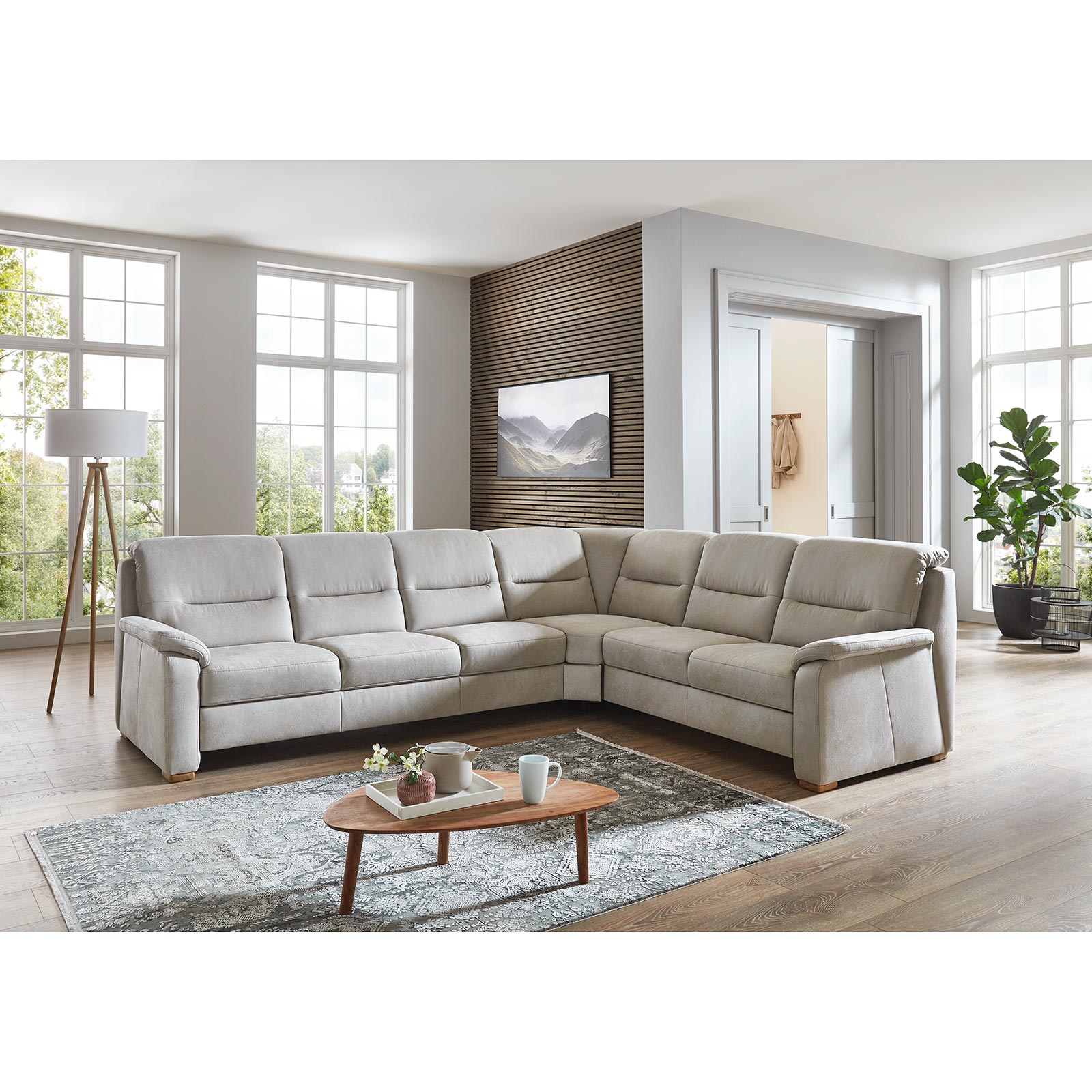 polsterpower Ecksofa - silber - 3-Sitzer links - Basismodell