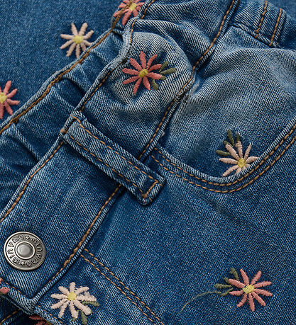 Minymo Jeans m. Stickerei - Blue Nebel