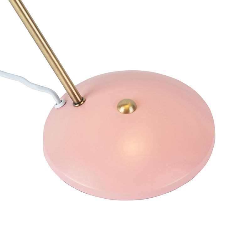 Retro tafellamp roze met brons - Milou