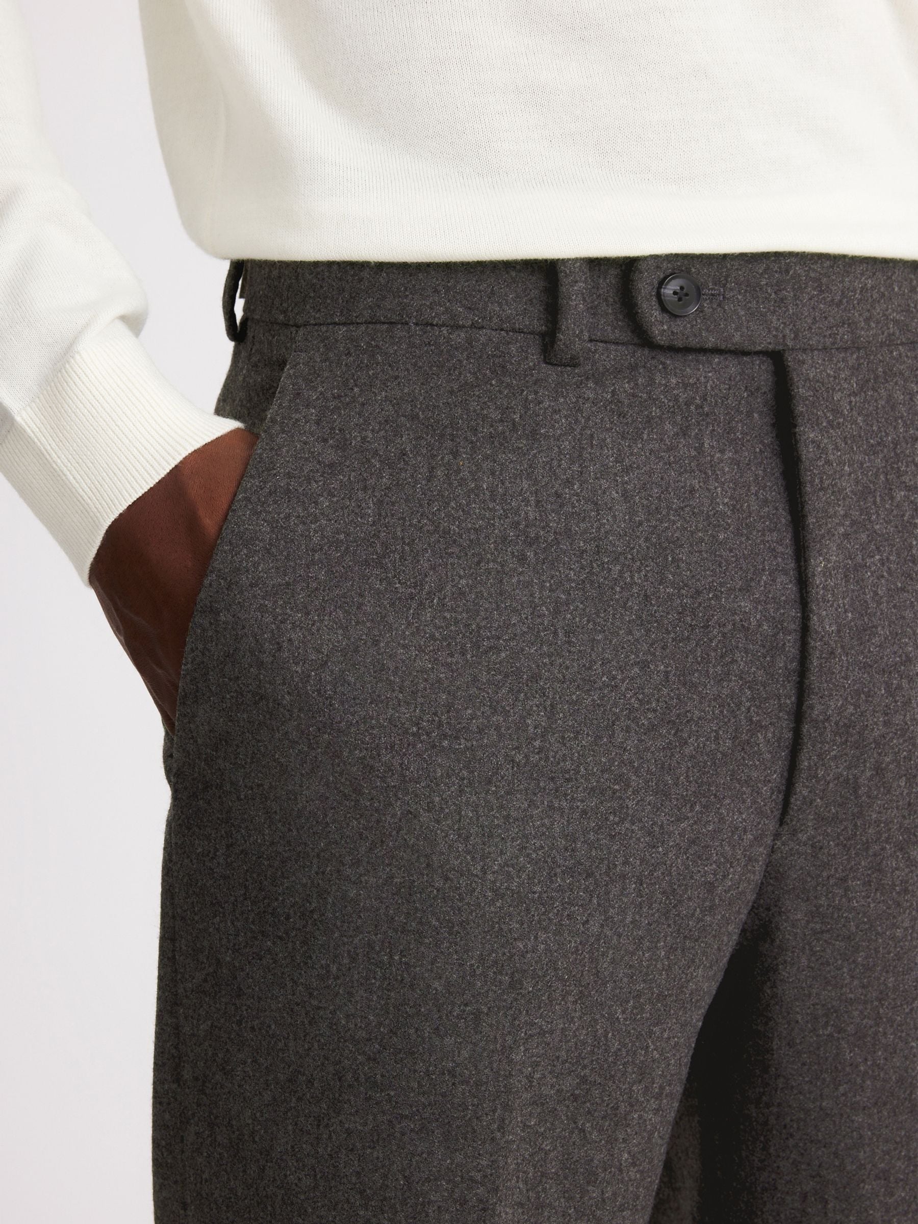 Antraciet - MOSS Flannel Wide Leg Trousers