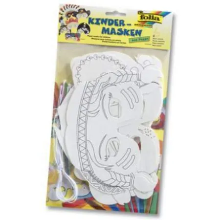 Folia Kindermasken Abenteuer 6 Stück in 6 Motiven sortiert, weiß