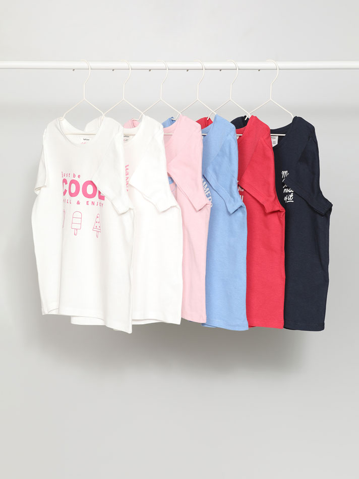 Pacote com 6 camisetas de manga curta, estampadas e lisas - Off-White