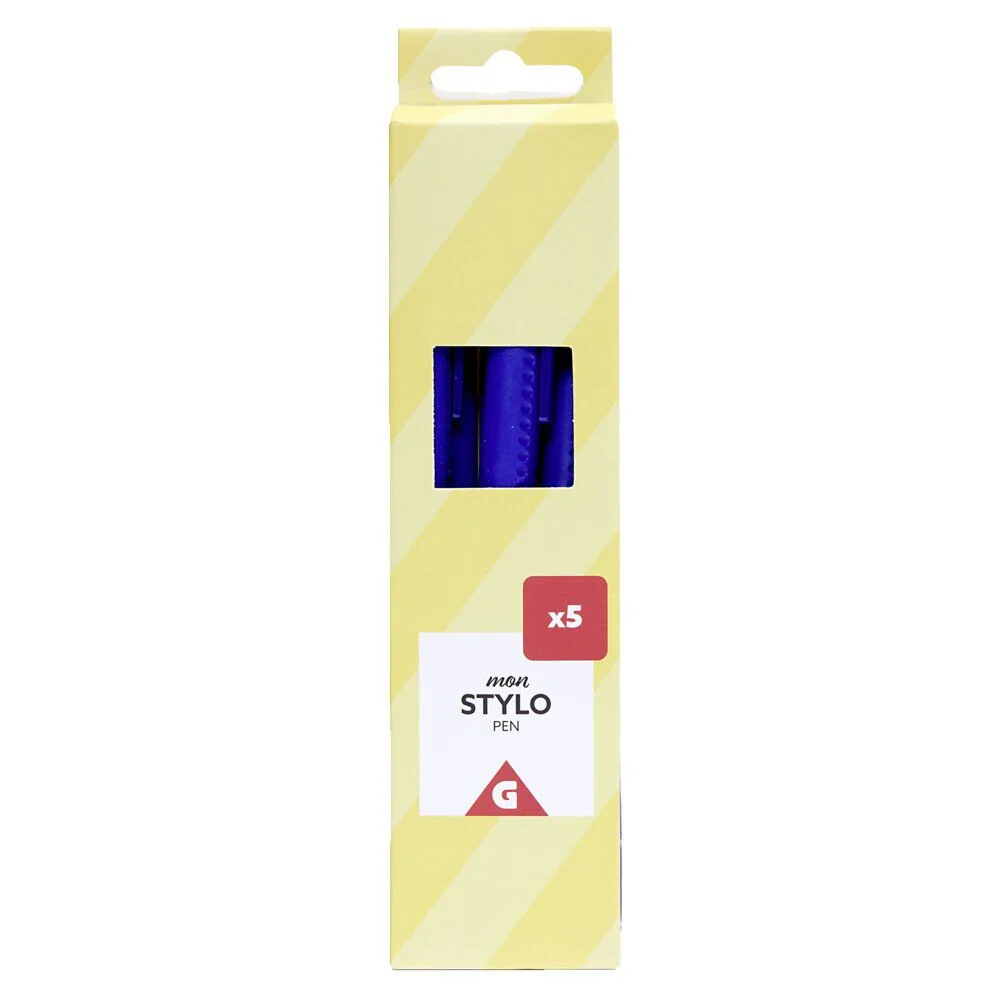 Lot de 5 stylos à encre bleue 0,6mm