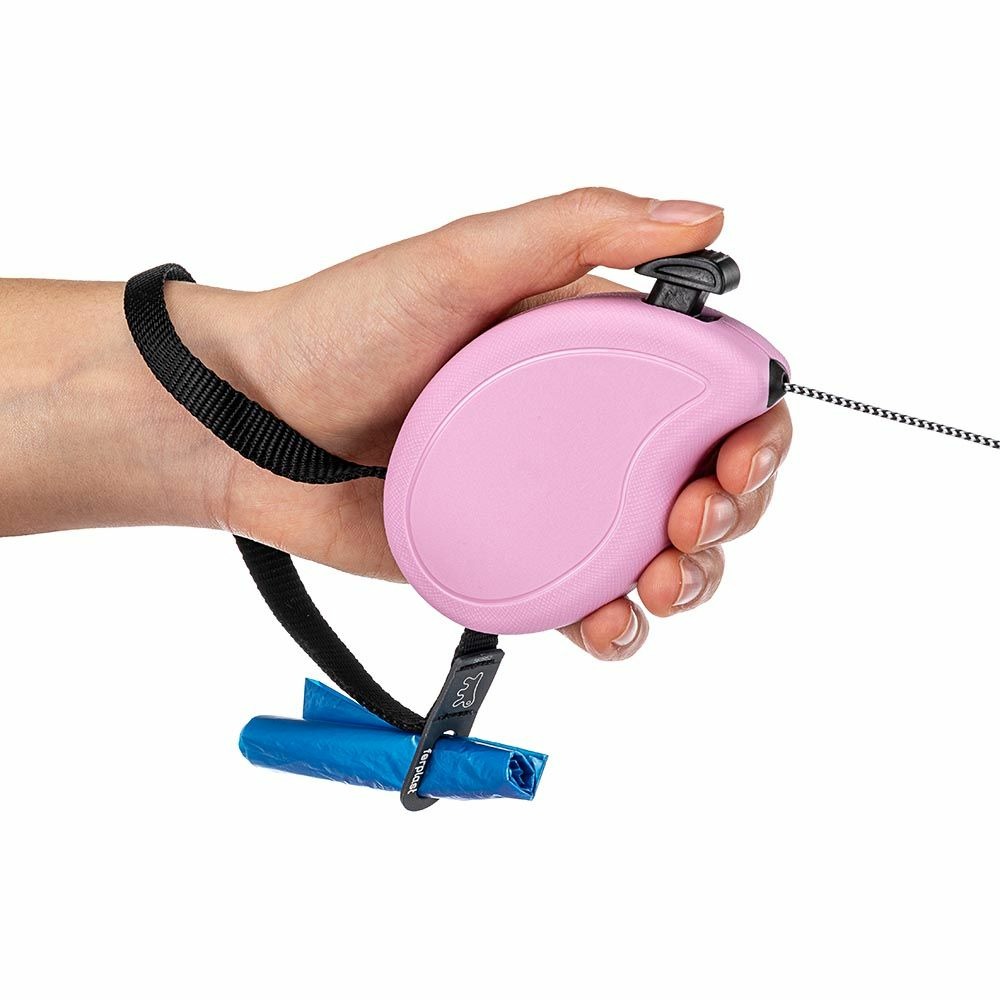 Laisse extensible pour petits chiens flippy one cord mini, cordon rétractable 3 m, max 8 kg, rose