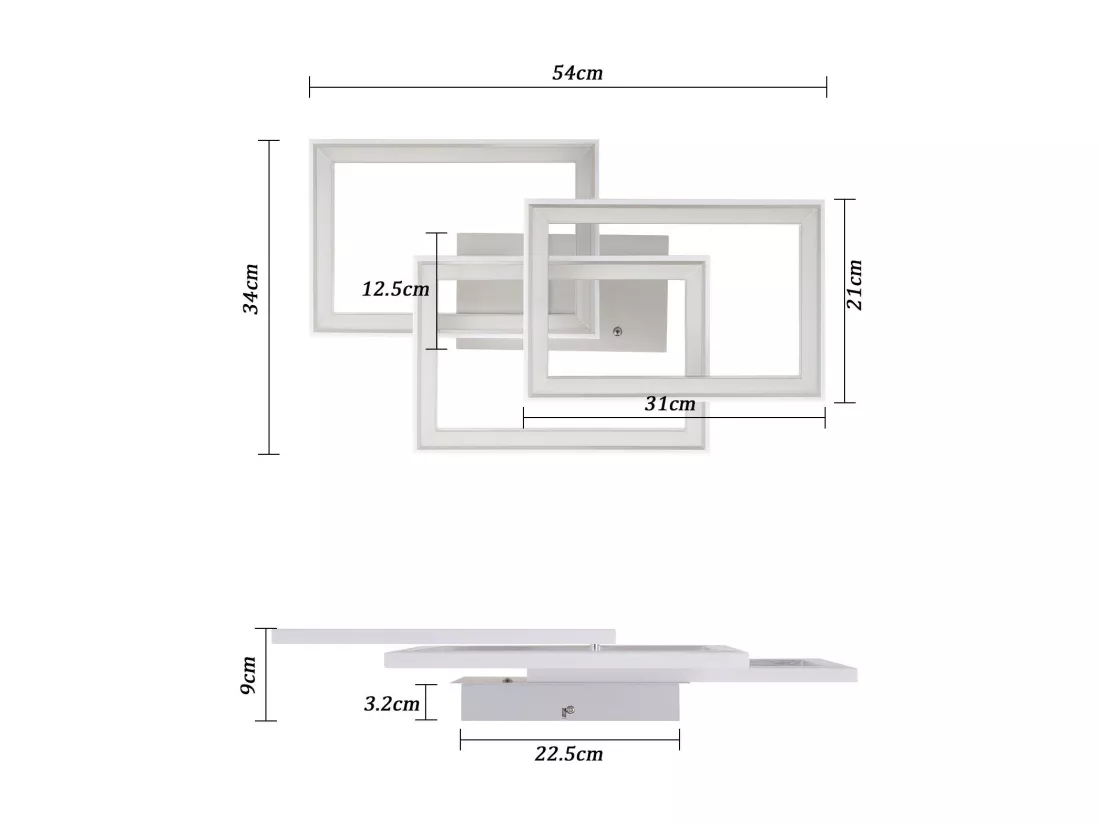NETTLIFE Plafonnier LED RGB Dimmable Lampe de Chambre Moderne avec Télécommande 45W Géométrique pour Salon Salle à Manger